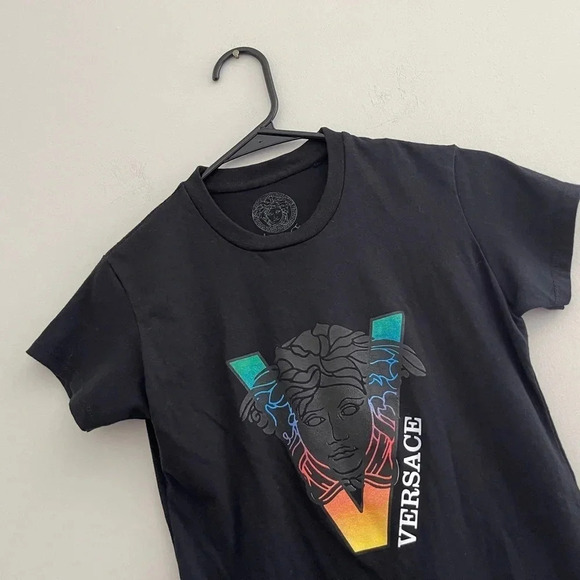 Versace emblem tshirt black designer casual graphic t shirt - Picture 4 of 5
